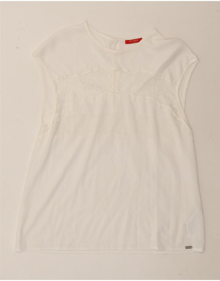Guess Damebluse Top UK 12 Medium White Polyester