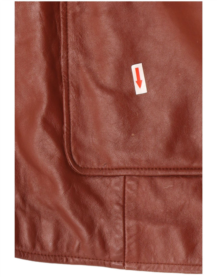 Classics Dame 3-knaps læder blazerjakke UK 26 5XL Brunt læder