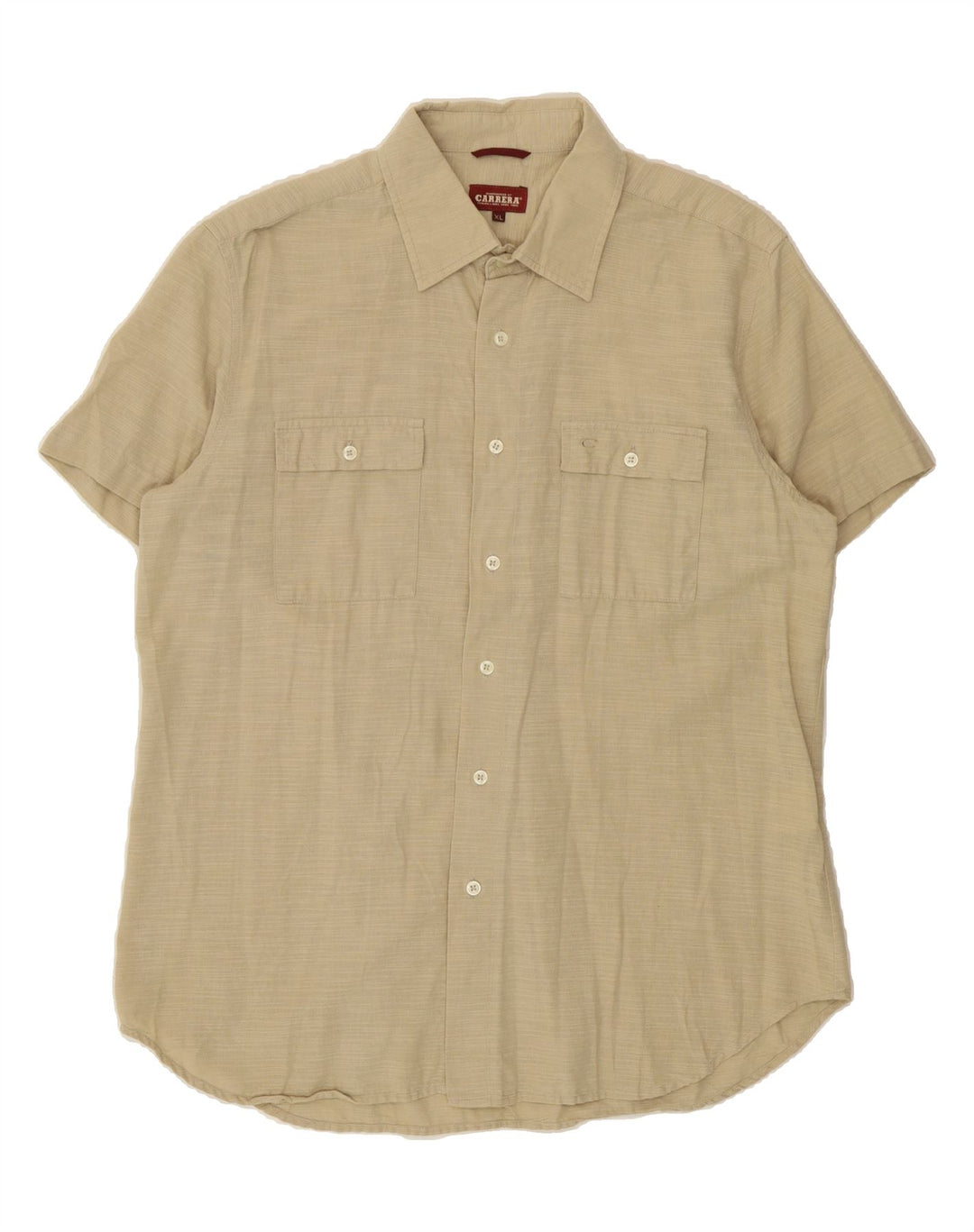 CARRERA Mens Short Sleeve Shirt XL Beige Cotton Vintage Carrera and Second-Hand Carrera from Messina Hembry 