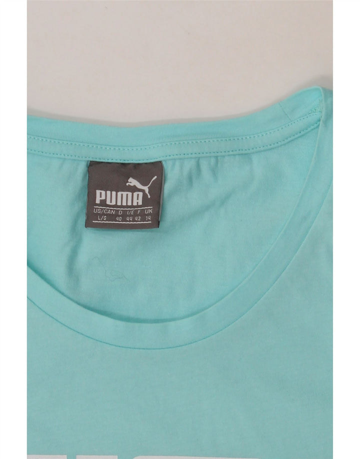PUMA Womens Graphic T-Shirt Top UK 14 Medium  Blue Vintage Puma and Second-Hand Puma from Messina Hembry 