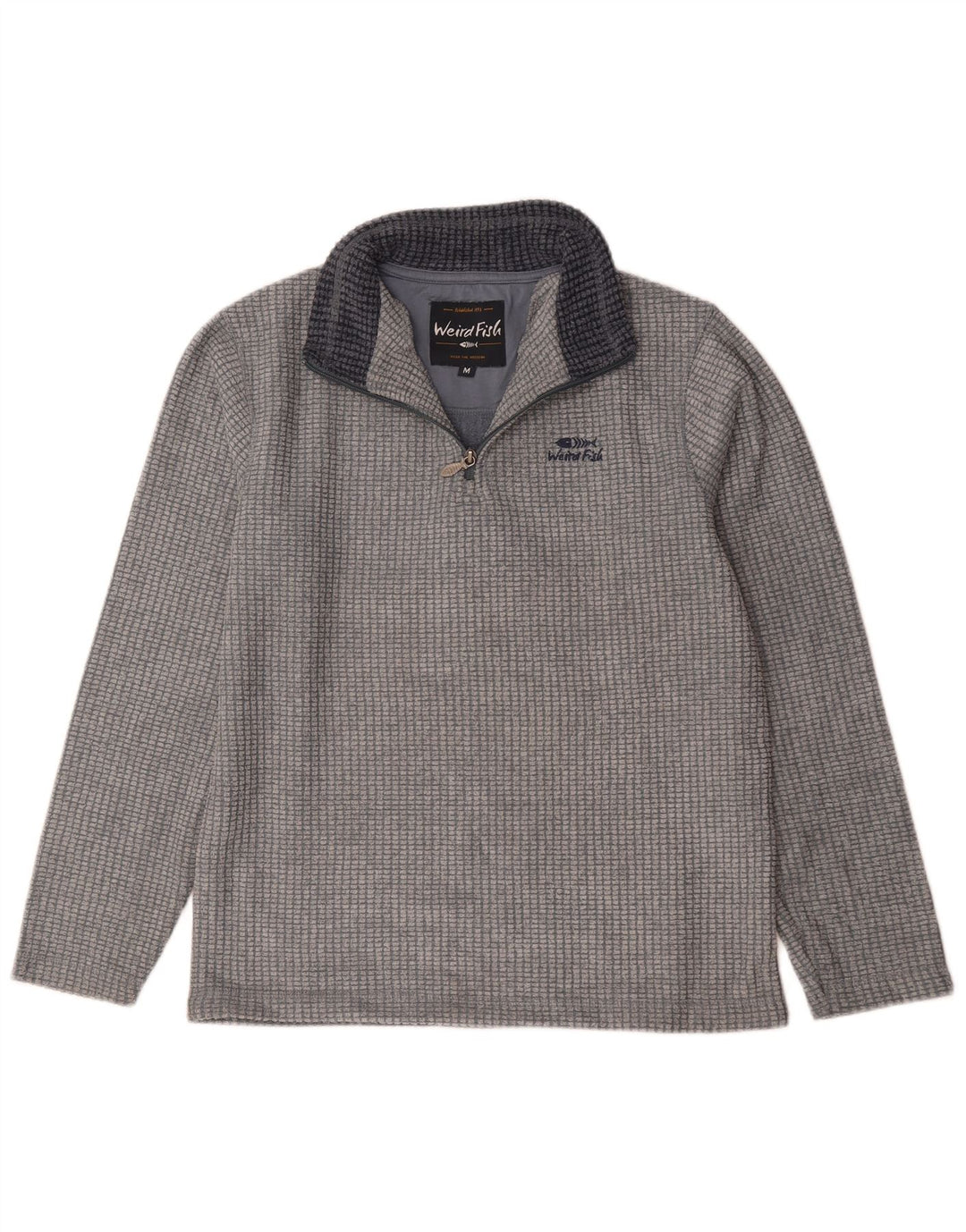 Weird Fish Herre Zip Neck Fleece Jumper Medium Grå Viscose