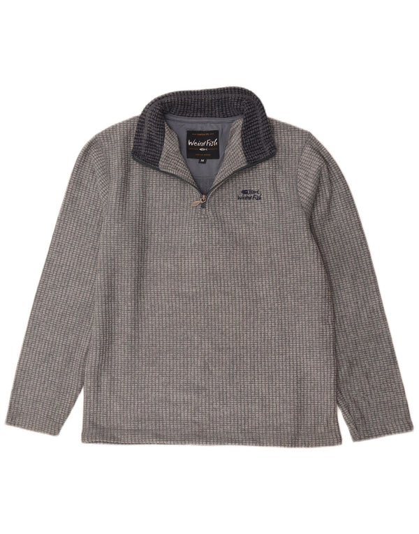 Weird Fish Mens Zip Neck Fleece Jumper Medium Grey Viscose