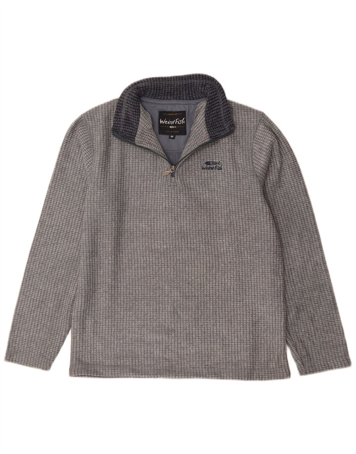 Weird Fish Herre Zip Neck Fleece Jumper Medium Grå Viscose