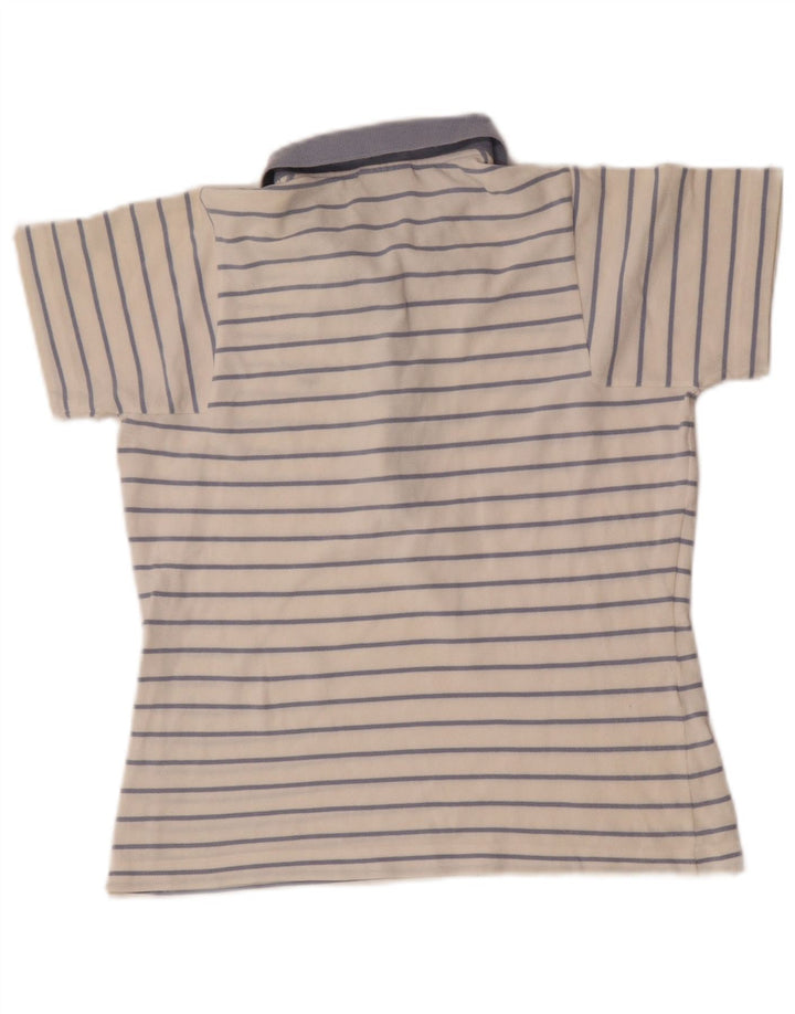 Lacoste Dame Polo Shirt Størrelse 40 Medium Hvid Stribet Bomuld