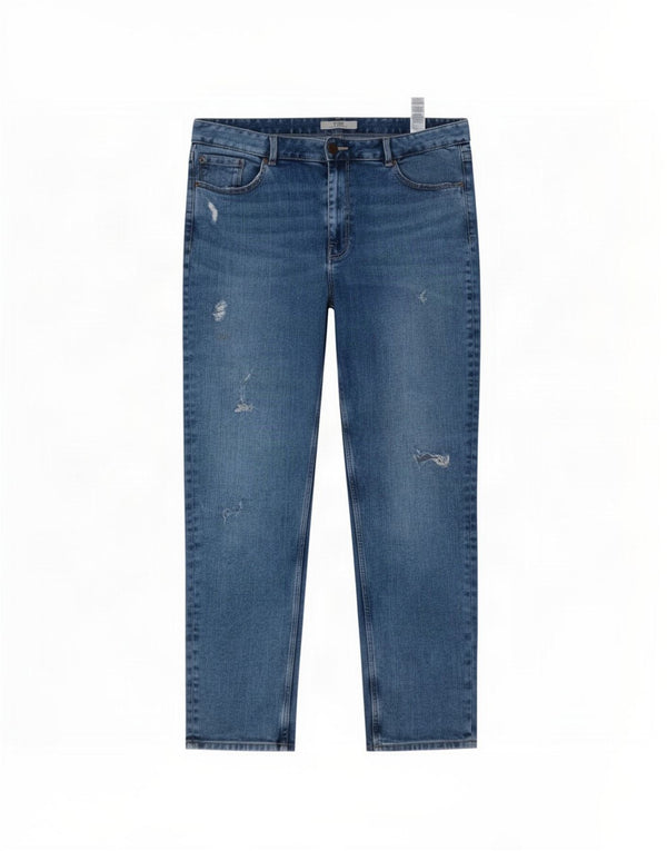 Marks & Spencer Womens Crop Distressed Slim Jeans UK 16 Large W36 L25 Blue