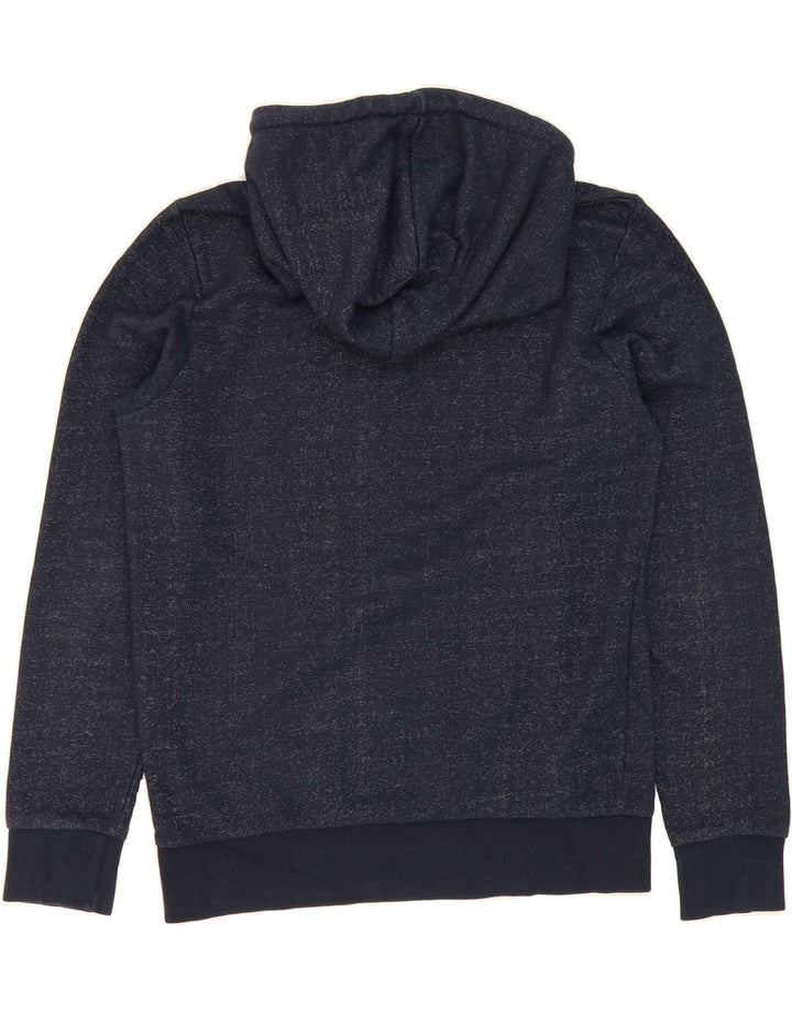 JACK & JONES Mens Graphic Hoodie Jumper Medium Navy Blue Flecked Polyester Vintage Jack & Jones and Second-Hand Jack & Jones from Messina Hembry 