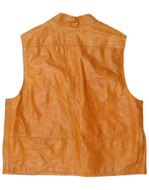 Vintage Herre Læder Utility Gilet UK 42 XL Brun
