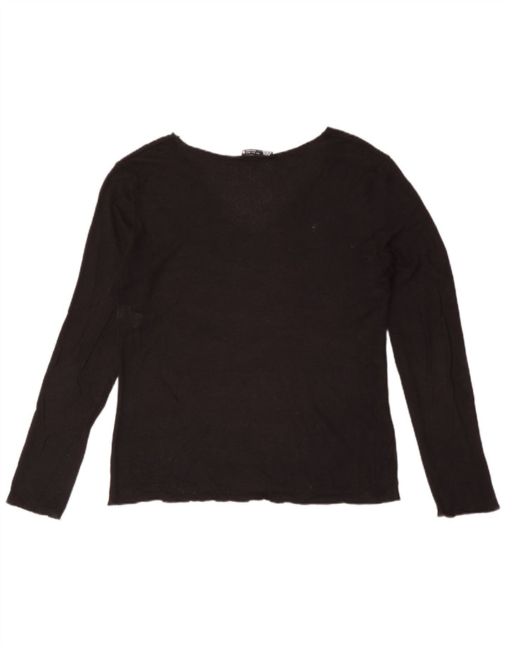 Zara Dame Top Langærmet UK 14 Stor Sort Viscose