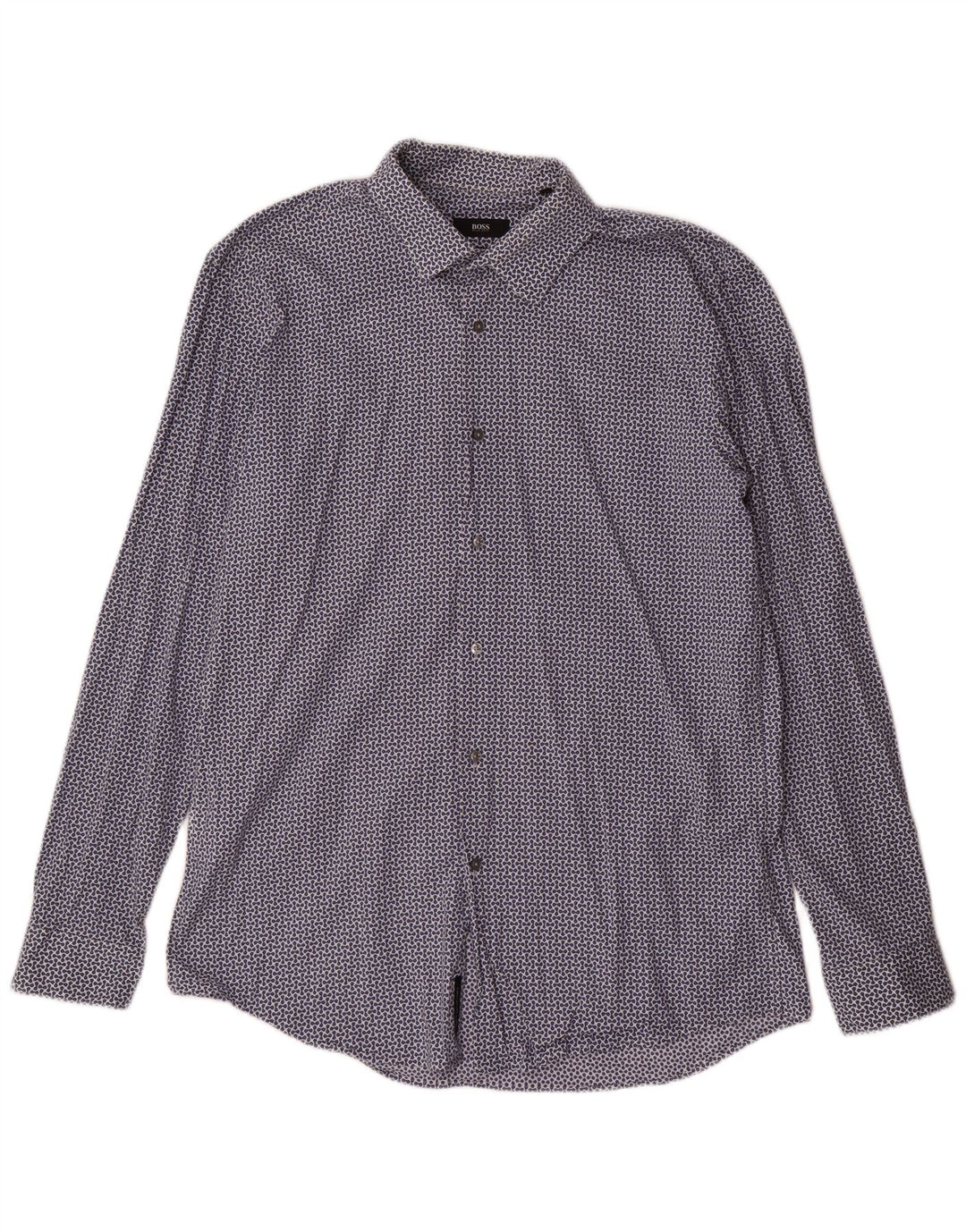 Hugo Boss Herre abstrakt mønster Slim Fit skjorte størrelse 43 17 XL Marineblå