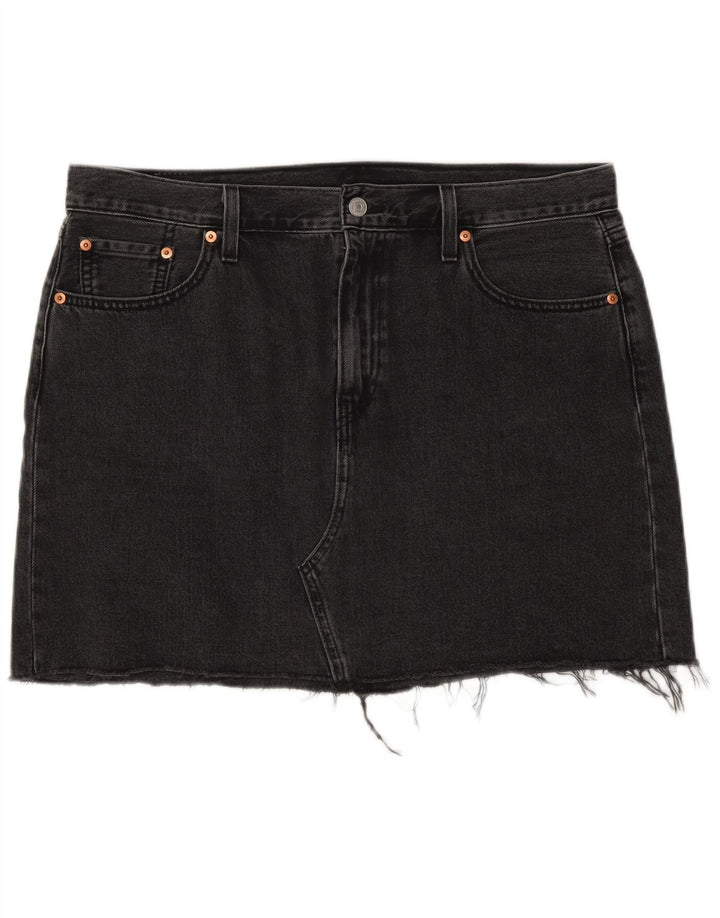 Levi's Dame lavtaljet denimnederdel W32 Stor sort bomuld