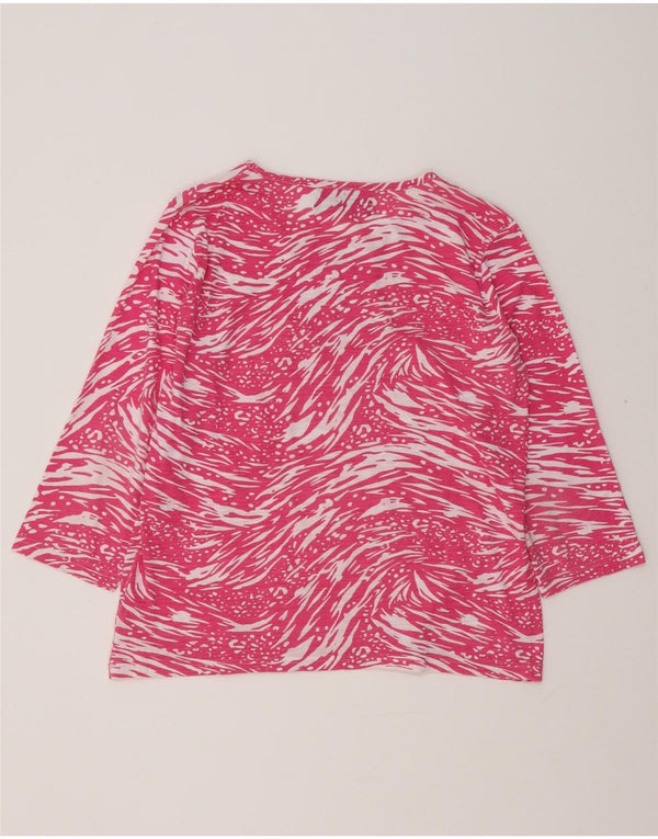 PACO BOUTIQUE Kvinders abstrakt mønster top 3/4 ærmer UK 14 Large Pink