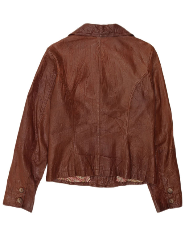 Sasha Dame 3-knaps Læder Blazer Jakke UK 12 Medium Brun