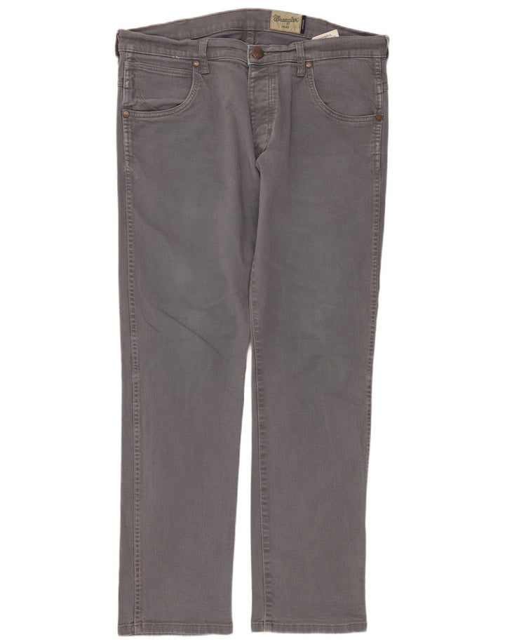Wrangler Herre Spencer Straight Jeans W34 L32 Grå Bomuld