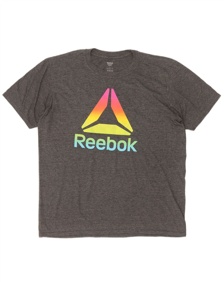 Reebok Herre Grafisk T-Shirt Top Stor Grå Polyester