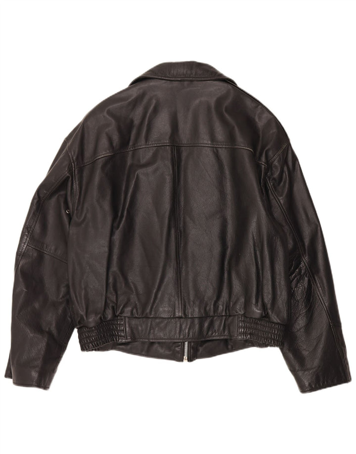 Alan Gordon Herre Læder Bomber Jacket UK 38 Medium Sort
