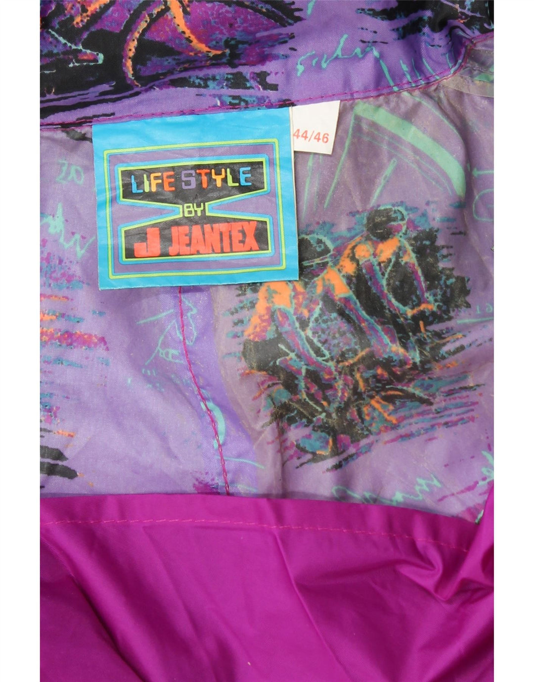 J JEANTEX Herre Pullover Regnjakke med hætte UK 44/46 2XL Lilla Colourblock