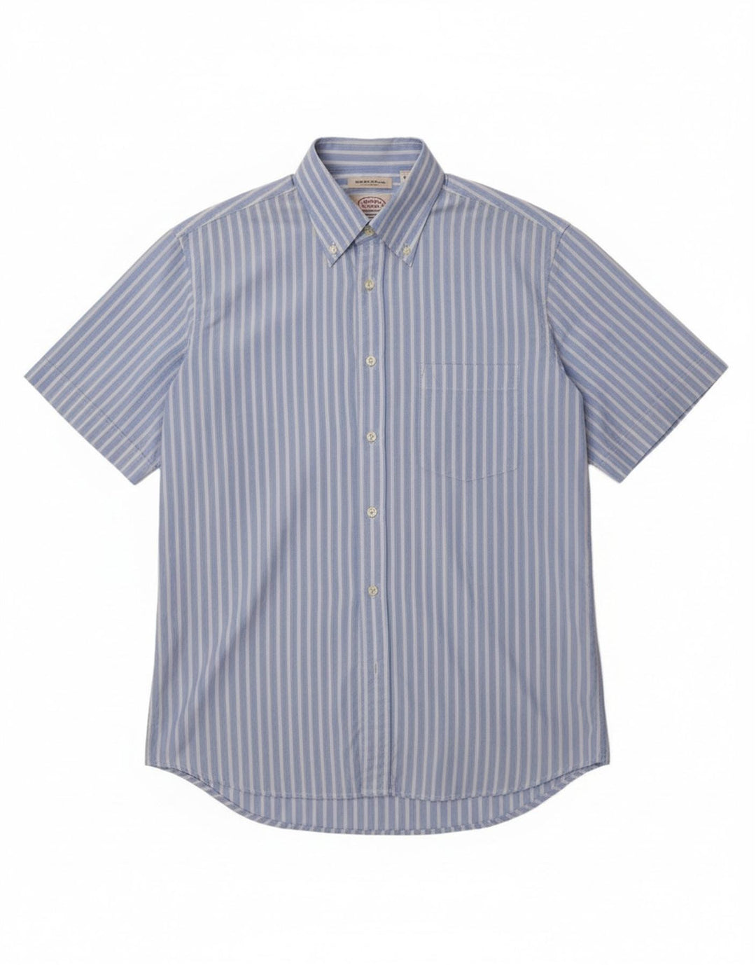 Carrel Kortærmet Herreskjorte Størrelse 40 15 1/2 Medium Blå Stribet Bomuld