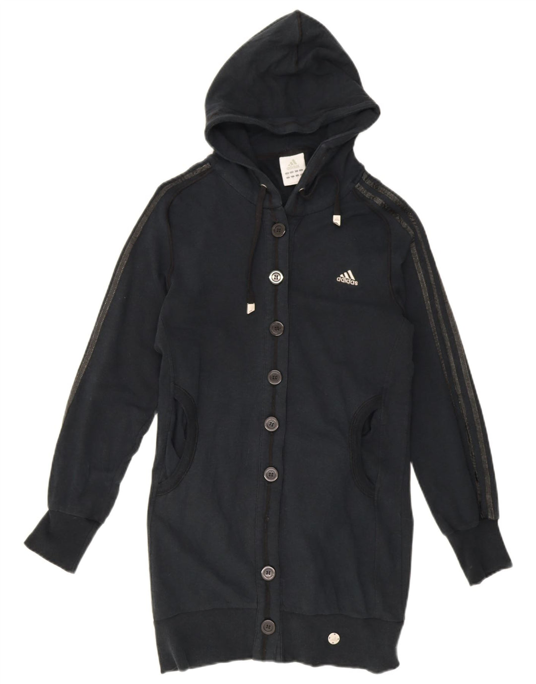 Adidas Dame Oversized Longline Cardigan Sweater UK 10 Small Navy Blue