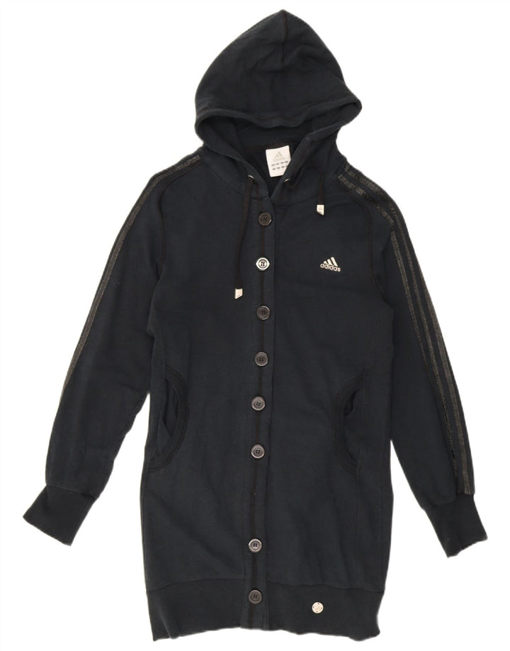 Adidas Dame Oversized Longline Cardigan Sweater UK 10 Small Navy Blue