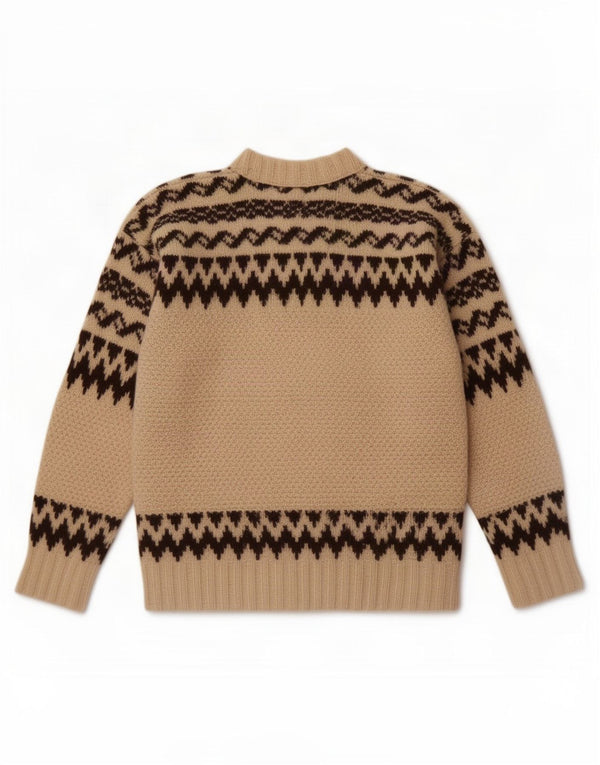 Vintage dame sweater med rund hals DK 14 Medium Off White Fair Isle