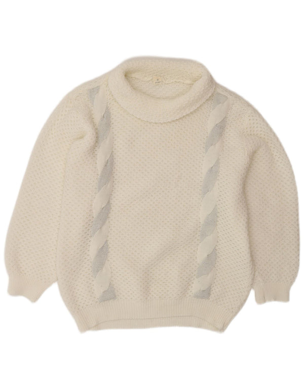 VINTAGE Dame oversized rullehals sweater UK 14 Medium White