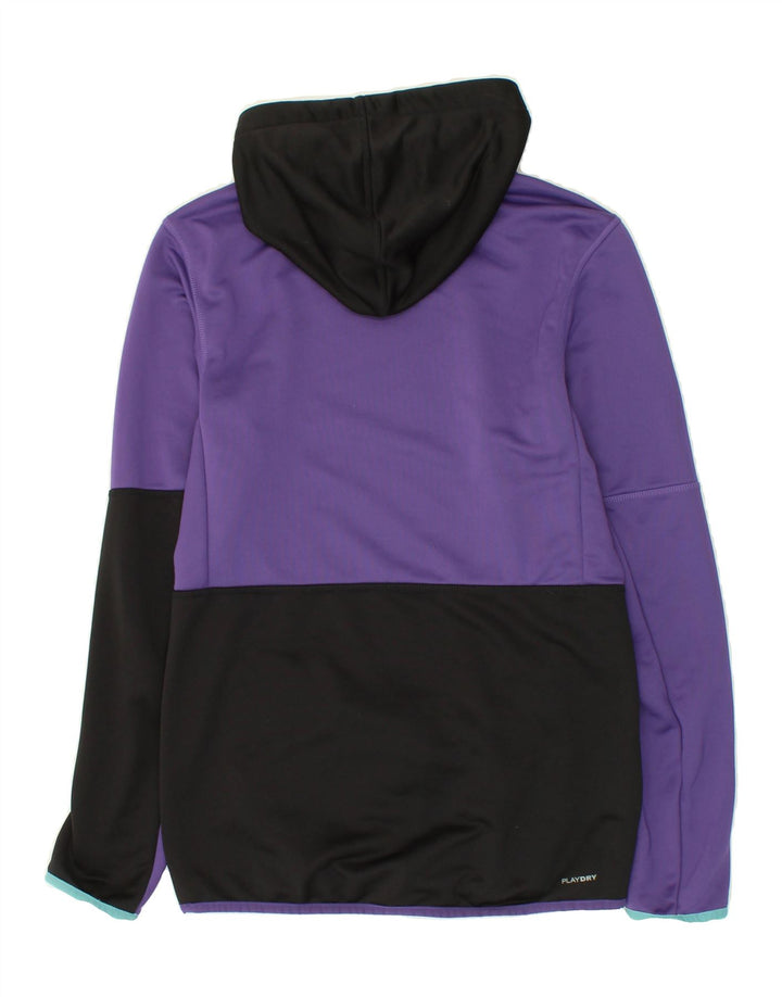 REEBOK Mens Graphic Hoodie Jumper Small Purple Colourblock Polyester | Vintage Reebok | Thrift | Second-Hand Reebok | Used Clothing | Messina Hembry 