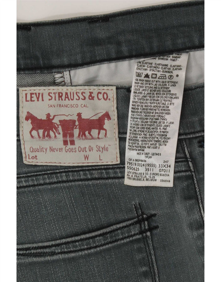 Levi's Slim Jeans til mænd W33 L34 Grå bomuld