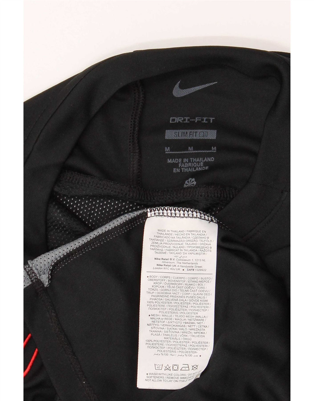 Nike Herre Dri Fit Slim T-Shirt Top Medium Sort Colourblock Polyester
