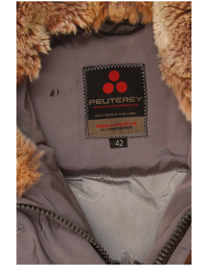 PEUTEREY Womens Padded Jacket IT 42 Medium Grey Polyamide