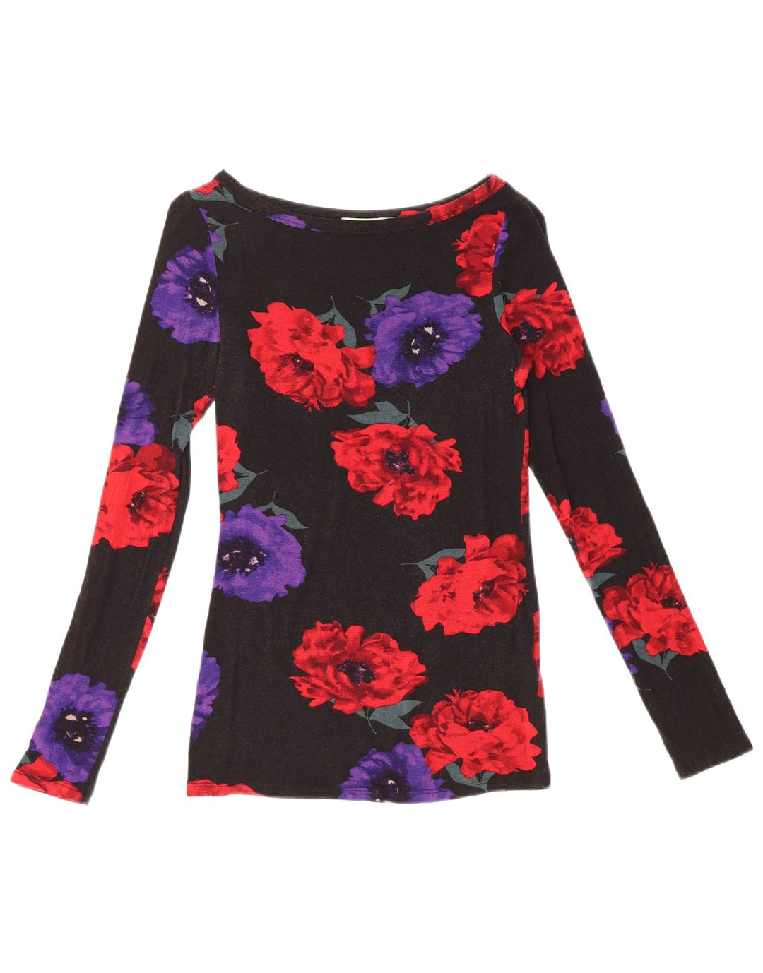 Oasis Dame Top Langærmet UK 4 XS Sort Floral Viscose