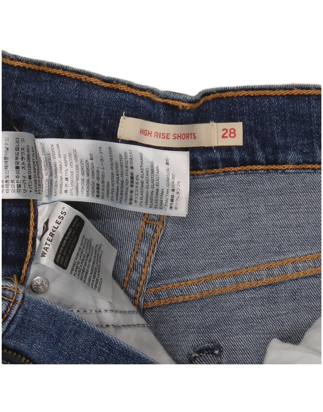 LEVI'S Womens Distressed High Rise Denim Shorts W28 Medium  Blue Cotton