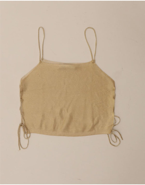 Zara Dame Crop Cami Top UK 12 Medium Beige