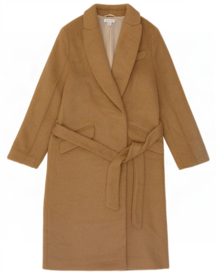 Topshop Dame Overfrakke UK 8 Small Beige Polyester