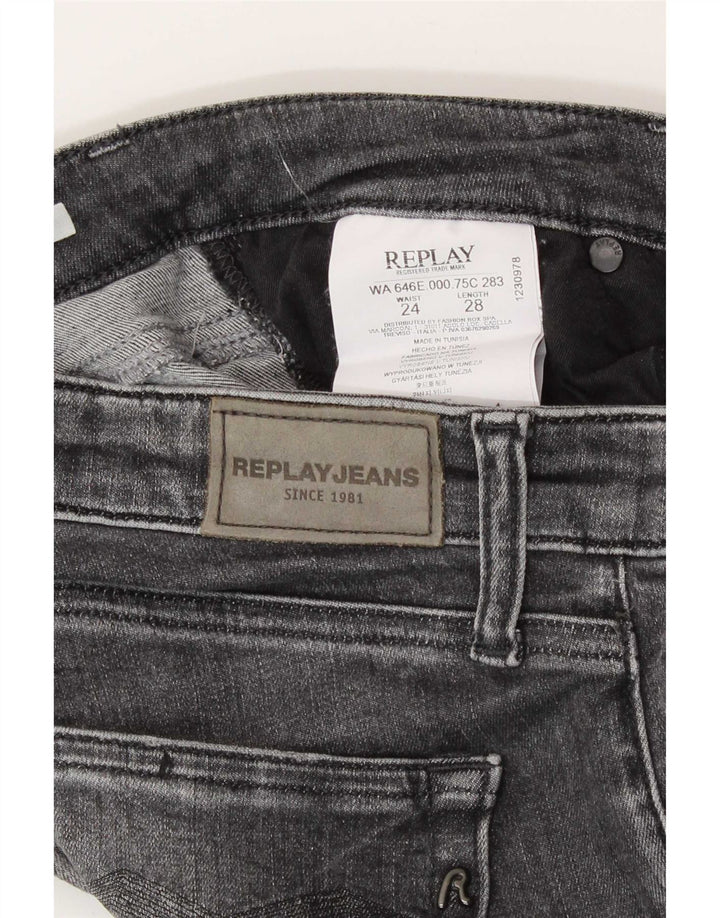 Replay Womens Crop Slim Jeans W24 L24 Grå Bomuld