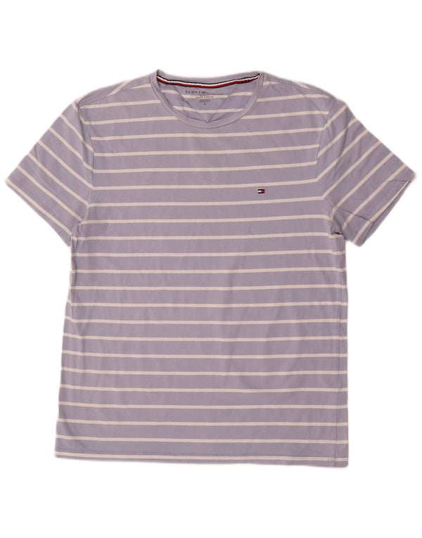 Tommy Hilfiger Womens Slim Fit T-Shirt Top UK 14 Medium Blue Striped Cotton