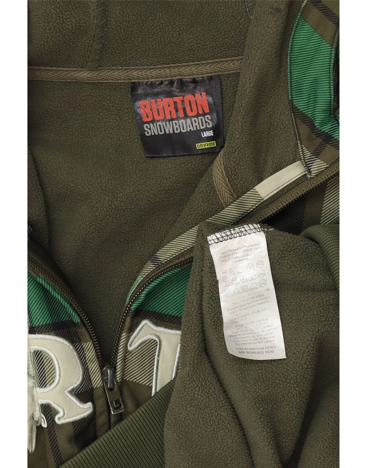 Burton Herre grafisk hættetrøje med lynlås stor grøn ternet polyester