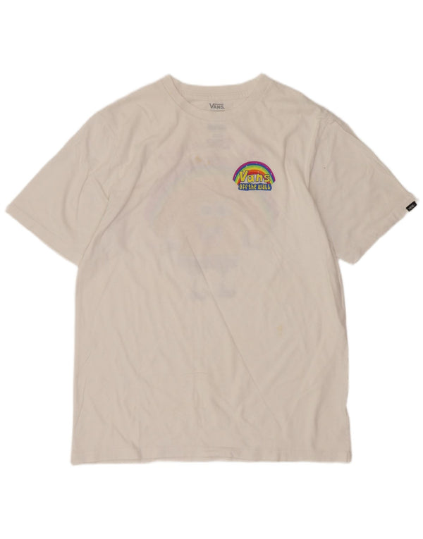 Vans Girls Classic Fit Grafisk T-Shirt Top 14-15 år XL Hvid tegneserie