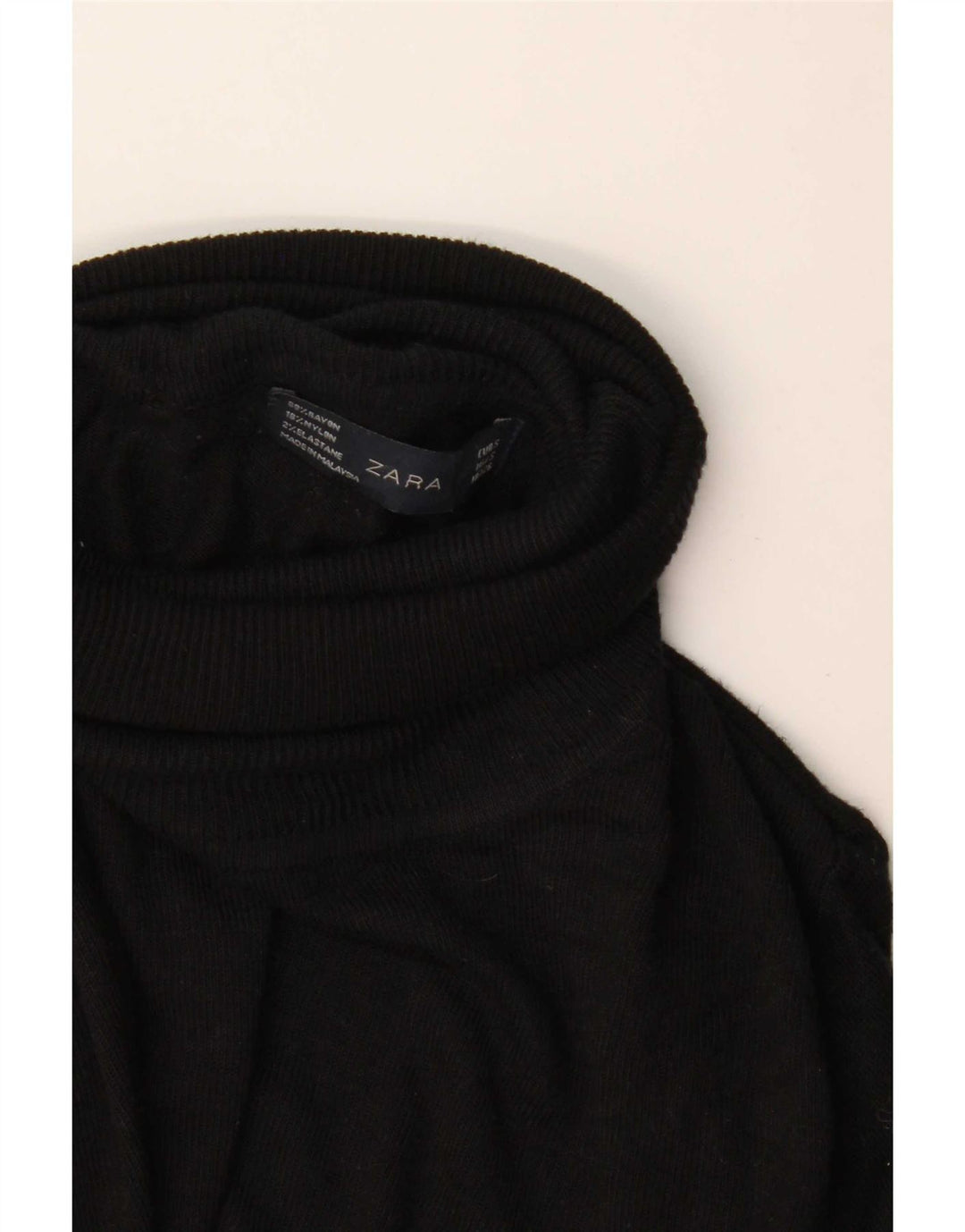 Zara Dame Roll Neck Jumper Sweater UK 10 Small Black Rayon