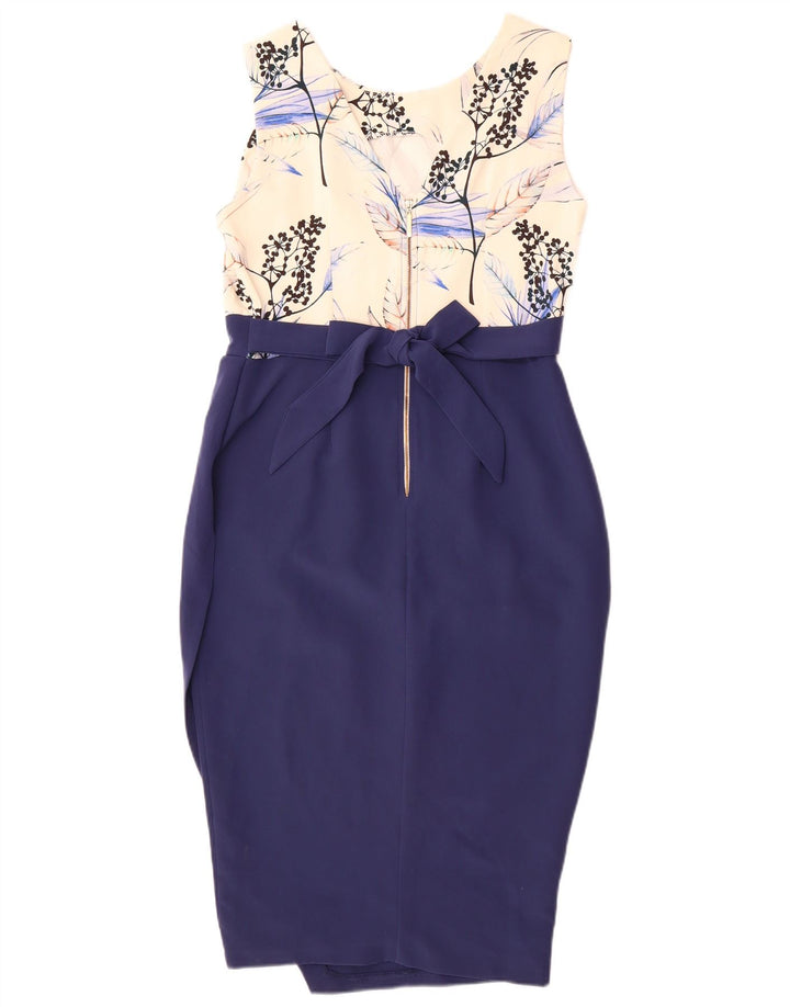 CLOSET Womens Sleeveless Bodycon Dress UK 14 Medium Navy Blue Floral