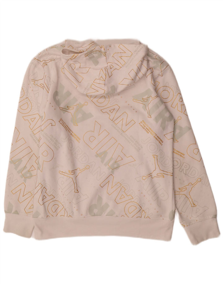 JORDAN Grafisk hættetrøje til drenge 13-14 år XL Hvid bomuld