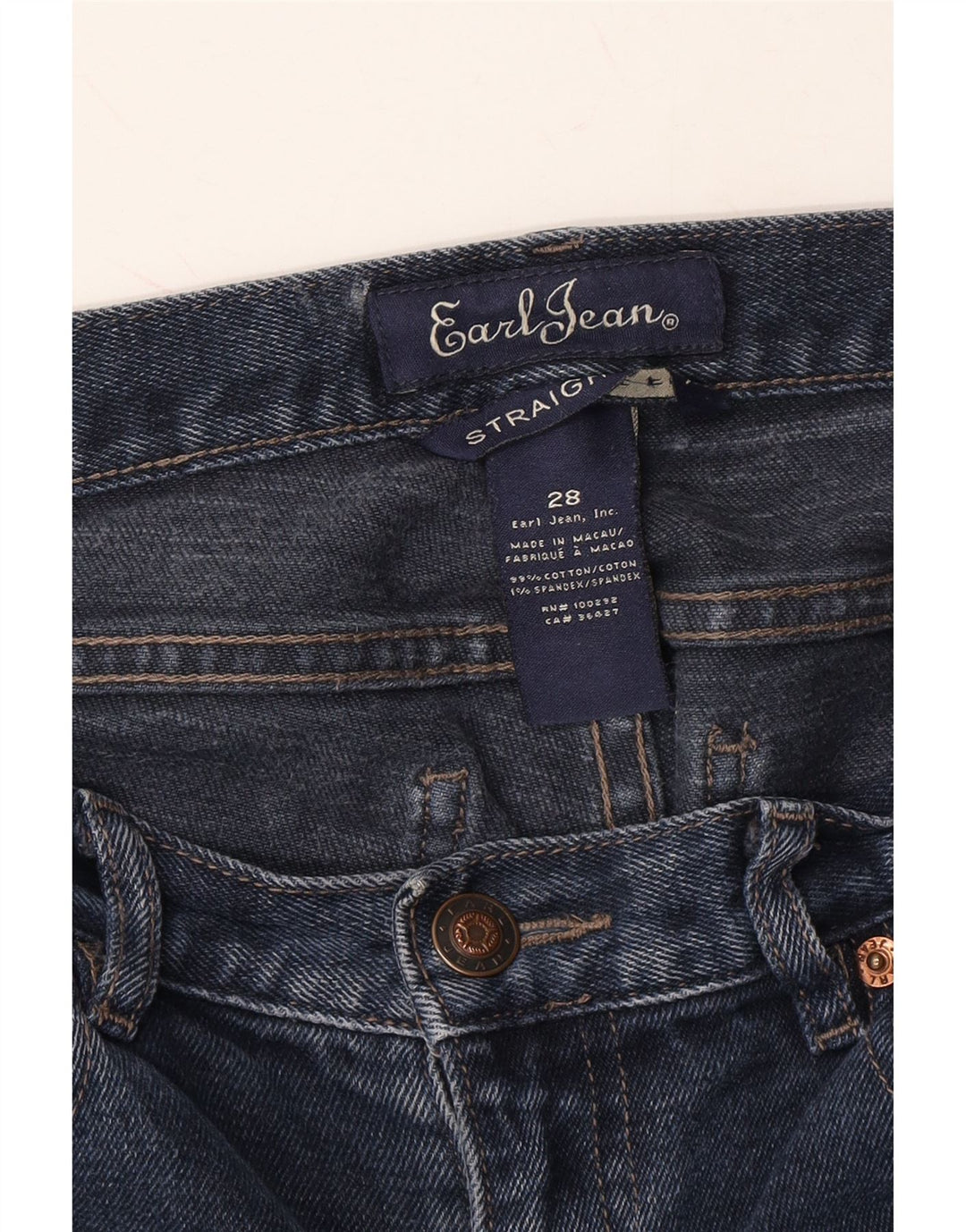 VINTAGE Womens Straight Jeans W28 L35 Navy Blue Cotton Vintage Vintage and Second-Hand Vintage from Messina Hembry 