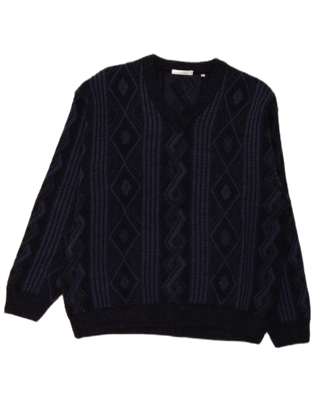 Naramaglie Herre V-hals sweater Medium Marineblå Geometrisk akryl