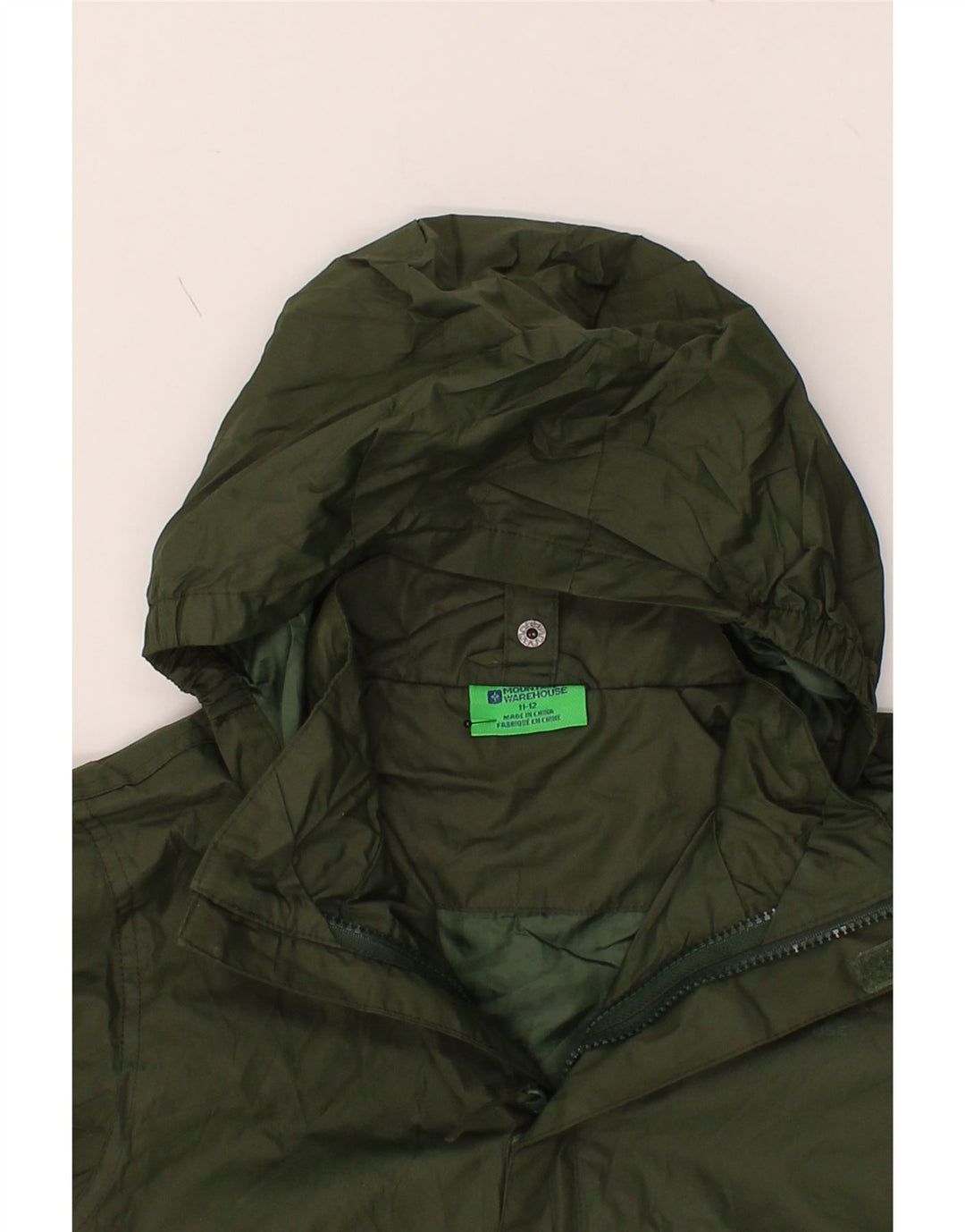 MOUNTAIN WAREHOUSE Boys Hooded Rain Jacket 11-12 Years Green Nylon Vintage Mountain Warehouse and Second-Hand Mountain Warehouse from Messina Hembry 