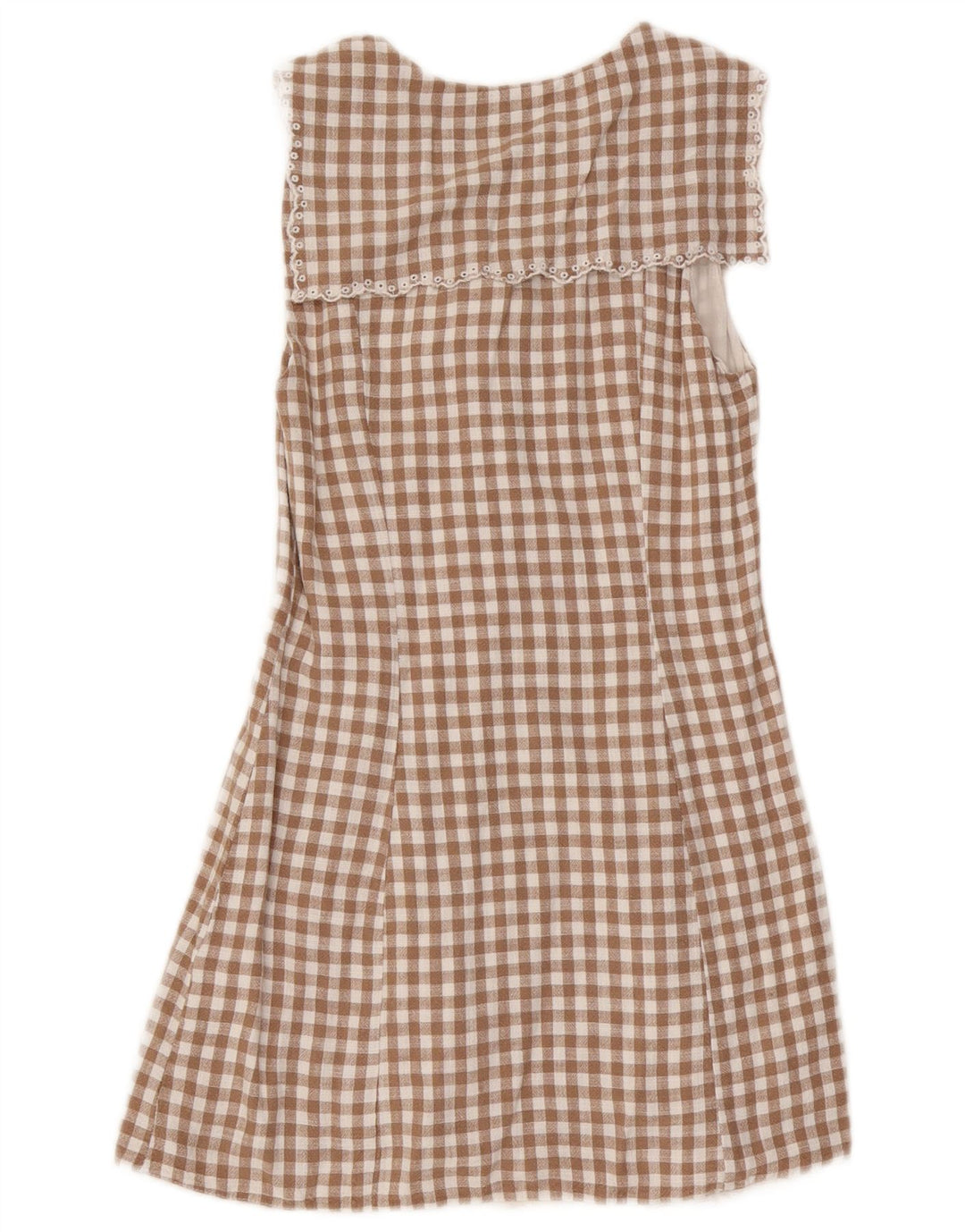 Zara Dame Ærmeløs Shift Dress UK 10 Small Brown Gingham Viscose