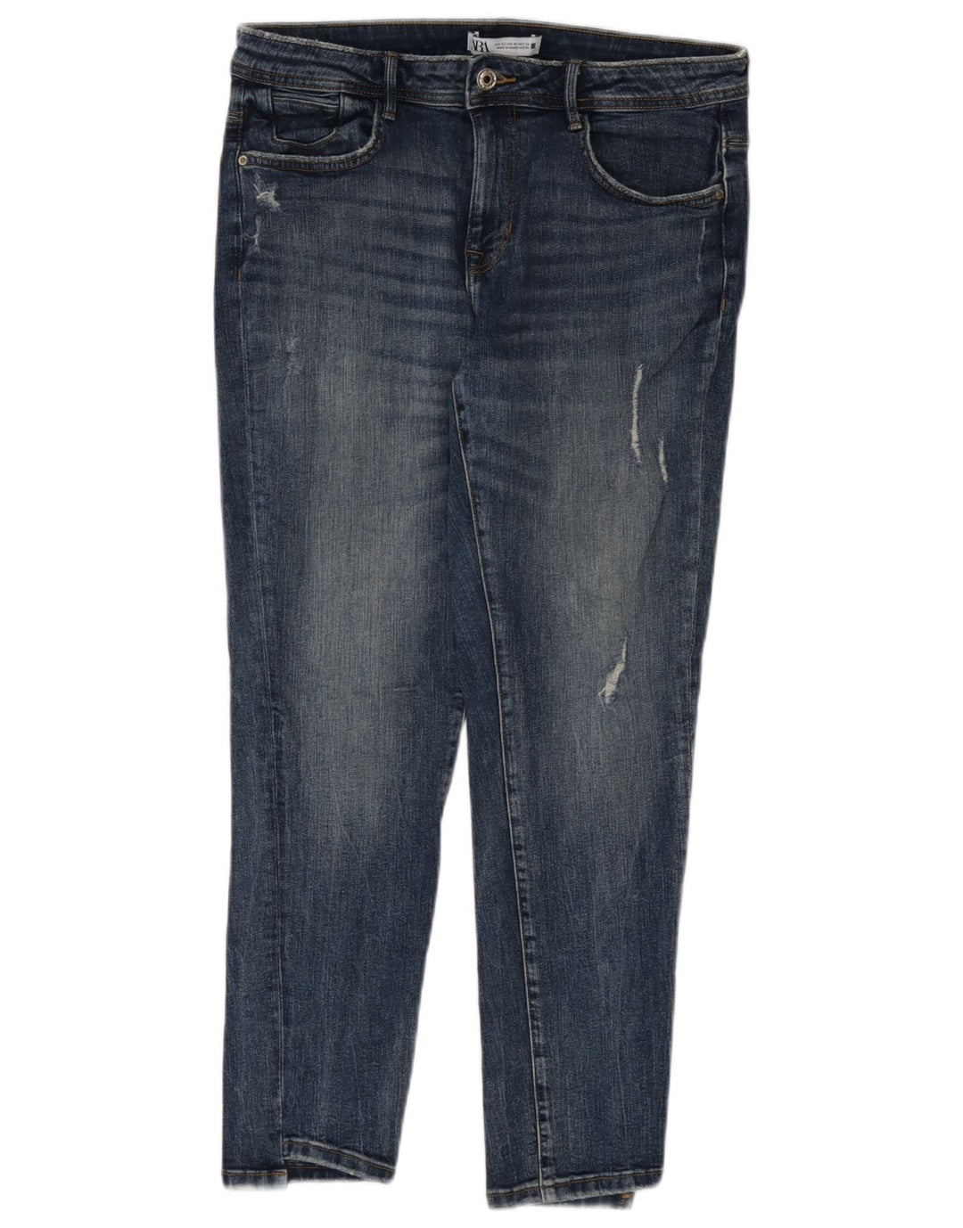 Zara Dame Distressed Slim Jeans EU 42 Large W32 L27 Blå