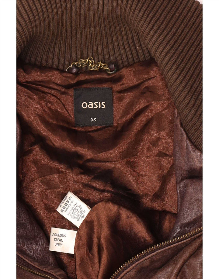 Oasis Dame Crop Læderjakke UK 6 XS Brun
