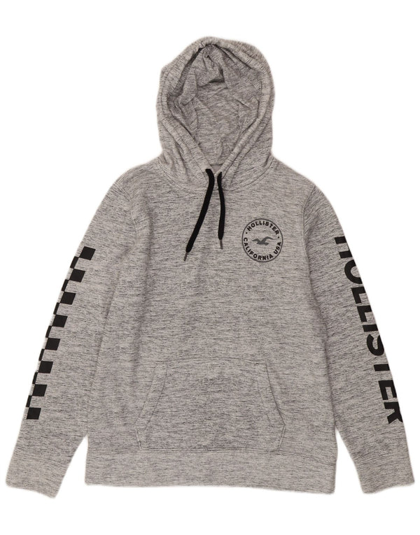 HOLLISTER Grafisk hættetrøje til mænd Large Grå Flecked Bomuld