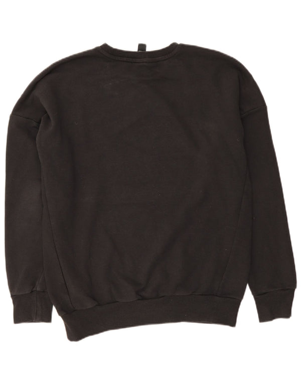 Adidas Dame Grafisk Sweatshirt Jumper UK 14 Medium Sort Bomuld