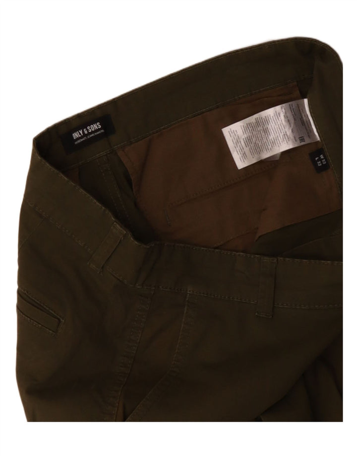 KUN & SØNNER Herre Joggers Cargo Bukser W32 L29 Khaki Bomuld