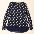 PHASE EIGHT Womens Longline Blouse Top UK 10 Small Navy Blue Polka Dot Vintage Phase Eight and Second-Hand Phase Eight from Messina Hembry 